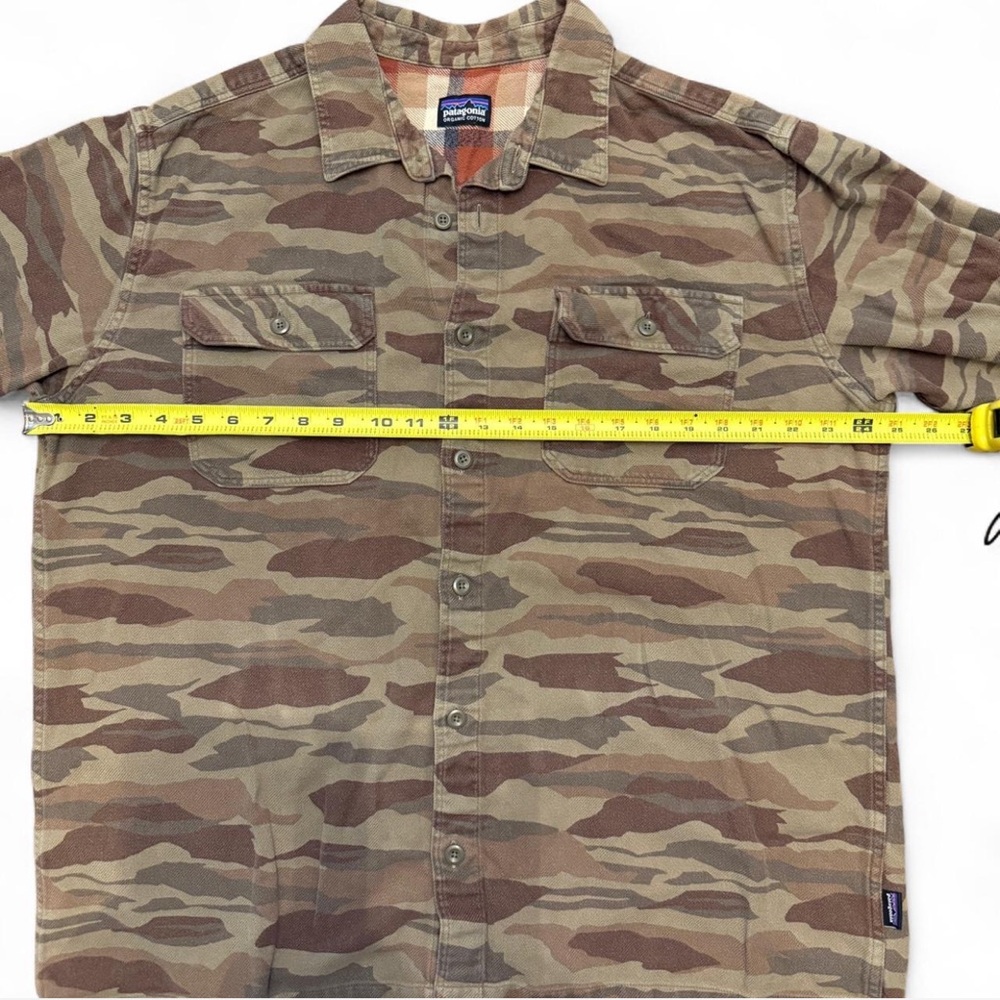 Patagonia Flannel Camo Shirt XL Fjord Brown Green Work Wear Utility Shirt - Picture 2 of 13